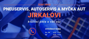 Pneuservis a autoservis Jirkalovi - opravy a údržba vozů, mechanické práce, opravy čelních skel, kartáčová mycí linka 